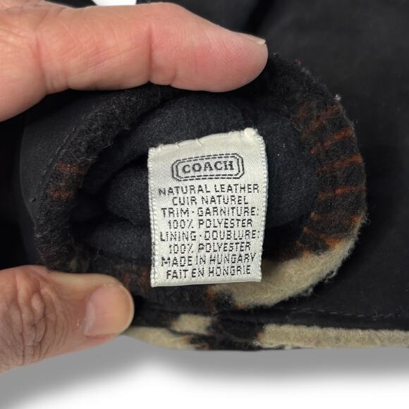 Coach Black Leather Suede Glove with Fleece Lining - Picture 3 of 3